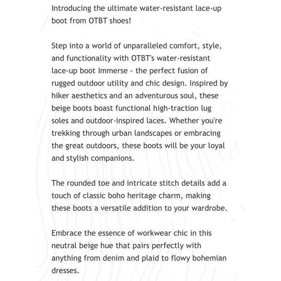 NIB OTBT Immerse 8M Lace Up Boots Combat Booties Beige Nubuck Made In Portugal - Picture 2 of 11